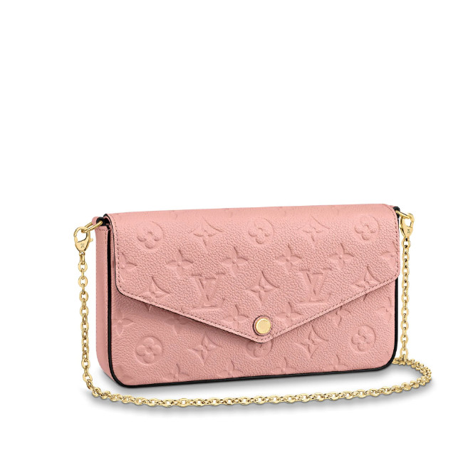 lv m67856 樱花粉压纹 pochette flicie 三合一链条包