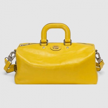 Gucci 587866 1GZ0X 7114 黄色 柔软皮质旅行袋
