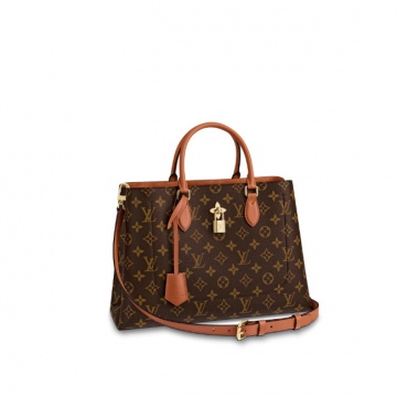 LV M43770 焦糖色 老花FLOWER TOTE 手袋