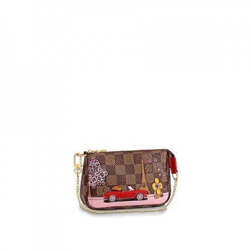 LV N60259 小汽车印花 POCHETTE DOUBLE ZIP 链条钱夹