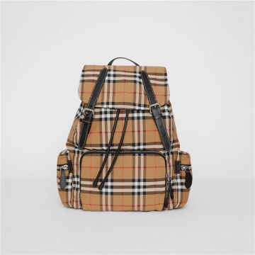 Burberry 80051411 The Rucksack 大号Vintage格纹尼龙军旅背包