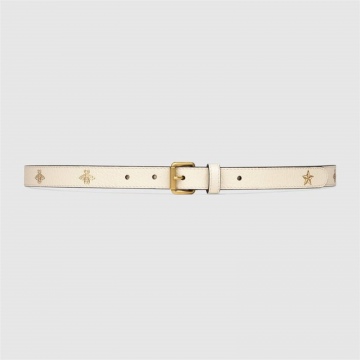 Gucci 576178 DJ2TT 9089 白色 饰蜜蜂和星星印花腰带