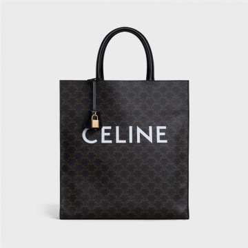 Celine 190972BRJ.38NO 黑色 CABAS TRIOMPHE 帆布和小牛皮竖款手袋