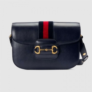 Gucci 602204 0YALG 8497 蓝色 1955马衔扣肩背包