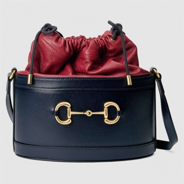 Gucci ‎602118 1DBLG 8495 蓝色/红色 1955马衔扣水桶包