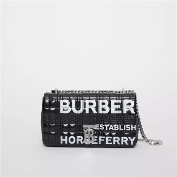 Burberry 80216191 黑色/银色 Horseferry印花 小号Lola萝纳包