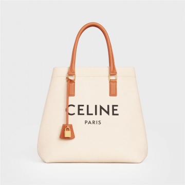 Celine 192162BNZ.02NT CABAS 小号横款CELINE印花帆布和小牛皮手袋