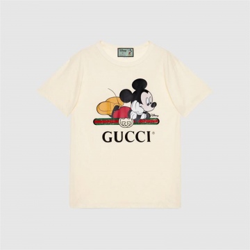 Disney x Gucci 492347 XJB7W 9756 米白色 超大造型T恤