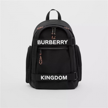 Burberry 80235691 黑色/白色 大号徽标拼 Kingdom装饰 Nevis双肩包
