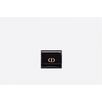 Dior迪奥 S2057OWPJ_M900 中号黑色漆皮牛皮革 30 MONTAIGNE LOTUS 钱包