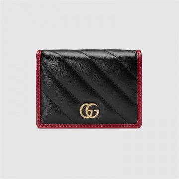 Gucci古驰 573811 0OLFX 8277 黑色 GG Marmont系列卡包