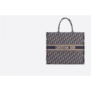 Dior迪奥 M1286ZRIW_M928 BOOK TOTE 蓝色OBLIQUE刺绣托特包