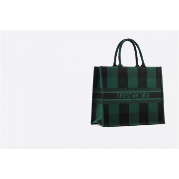 Dior迪奥 M1286ZRKQ_M042 BOOK TOTE绿色和黑色刺绣帆布包款