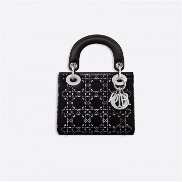 Dior迪奥 M0500PRTC_M911 LADY DIOR 黑色缎面迷你手袋