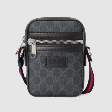 Gucci古驰 598103 K5RLN 1095 黑色高级人造帆布 邮差包