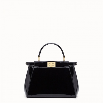 Fendi芬迪 8BN244A5AUF0KUR 黑色漆皮 PEEKABOO ICONIC MINI
