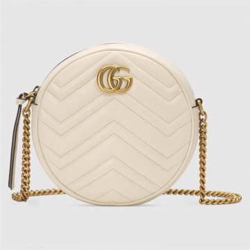 Gucci古驰 550154 0OLET 9022 白色 GG Marmont系列圆形迷你圆饼包