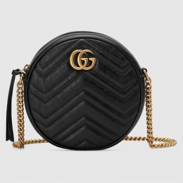 Gucci古驰 550154 0OLET 1000 黑色 GG Marmont系列圆形迷你圆饼包