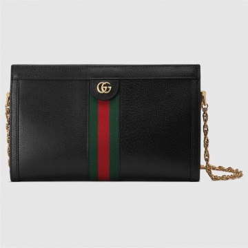 Gucci古驰 503876 DJ2DG 1060 黑色皮革 Ophidia系列中号肩背包