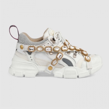 Gucci 541445 GGZ50 9081 白色 Flashtrek系列 女士饰可拆卸水晶运动鞋