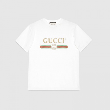  Gucci 457095 X5L89 9234 白色 Gucci标识 印花超大造型T恤
