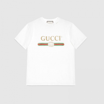 Gucci 457095 X5L89 9234 白色 Gucci标识 印花超大造型T恤