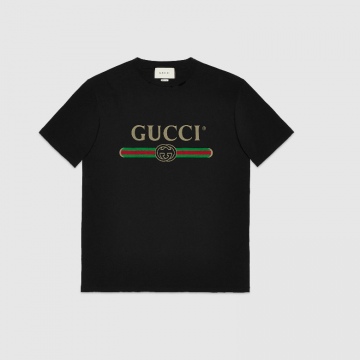 Gucci 457095 X5L89 1948 黑色 Gucci标识 印花超大造型T恤