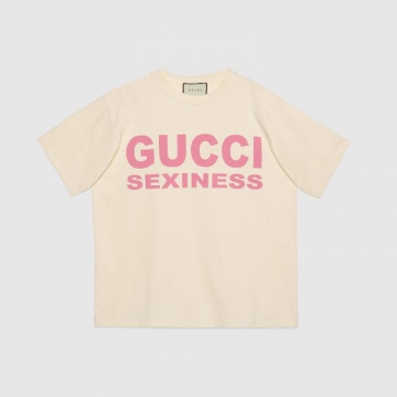 Gucci 616036 XJCK1 9221 黄色 Gucci Sexiness 印花超大造型T恤