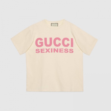 Gucci 616036 XJCK1 9221 黄色 Gucci Sexiness 印花超大造型T恤