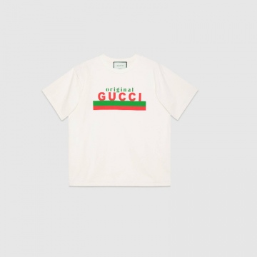 Gucci ‎616036 XJCOQ 9095 白色 Original Gucci 印花超大造型T恤