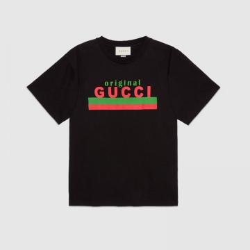 Gucci ‎616036 XJCOQ 1082 黑色 Original Gucci 印花超大造型T恤