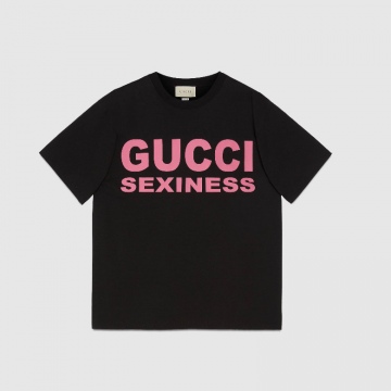 Gucci ‎616036 XJCK1 1024 黑色 Gucci Sexiness 印花超大造型T恤