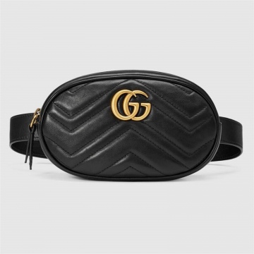 Gucci古驰 476434 DSVRT 1000 黑色 GG Marmont系列绗缝皮革腰包