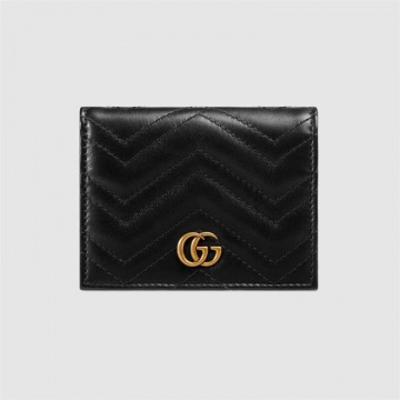 Gucci古驰 466492 DTD1T 1000 黑色 GG Marmont系列卡包
