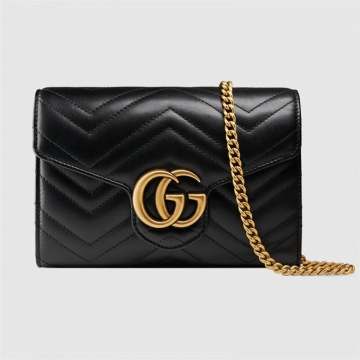 Gucci古驰 474575 DTD1T 1000 黑色 GG Marmont系列绗缝迷你手袋