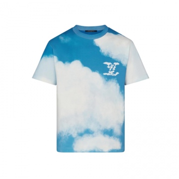 LV 1A89U4 蓝色 LV蓝天白云 云朵图案 印花 T恤