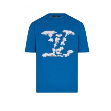 LV 1A8A7Z 蓝色 LV蓝天白云 云朵图案 提花T恤