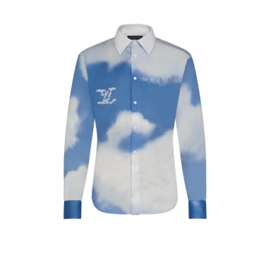 LV 1A8ATZ 蓝色 LV蓝天白云 云朵图案 标准版衬衫