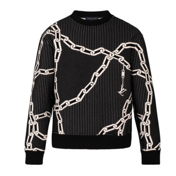 LV 1A5VFG 黑色 3D 效果链条绗缝 运动衫