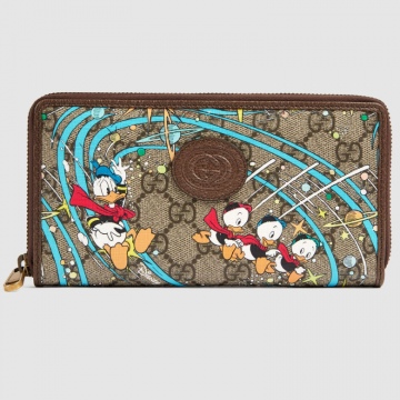 Gucci 647940 2M1AT 8679 Disney x Gucci唐老鸭印花 全拉链式钱包