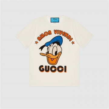 Disney x Gucci 615044 XJDBJ 9088 唐老鸭刺绣棉质T恤