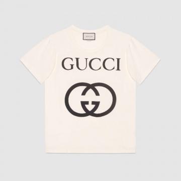 Gucci 493117 X3Q35 7561 饰互扣式双G 超大造型T恤