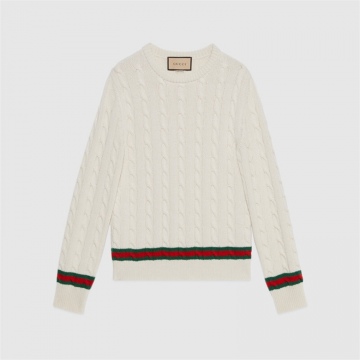 Gucci ‎673489 XKB2N 9275 织带绞花编织毛衣