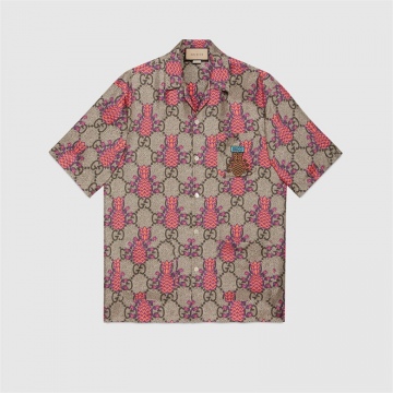 Gucci 669202 ZAIEJ 2369 Pineapple系列GG印花保龄球衬衫