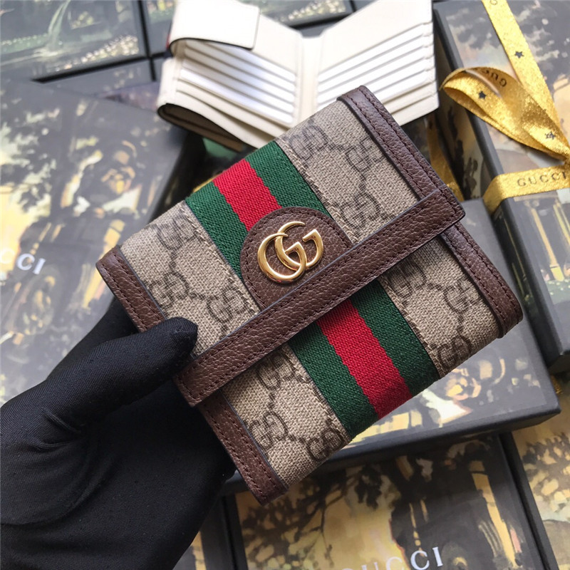 Gucci 523173 96IWG 8745 Ophidia系列GG法式翻盖钱包- 顶奢网
