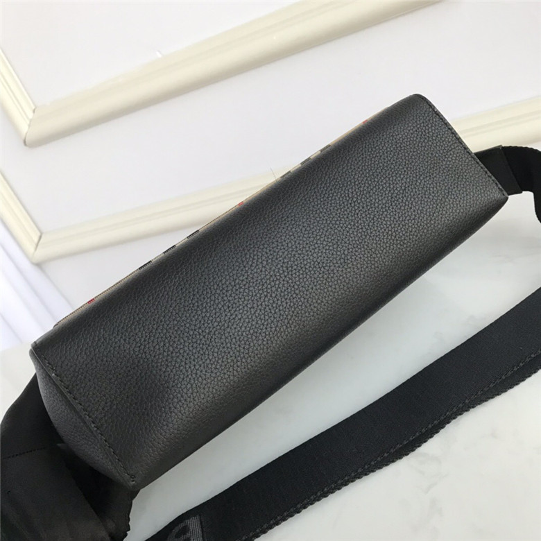 Burberry 80232261 黑色Vintage格纹拼皮革小号斜背包- 顶奢网